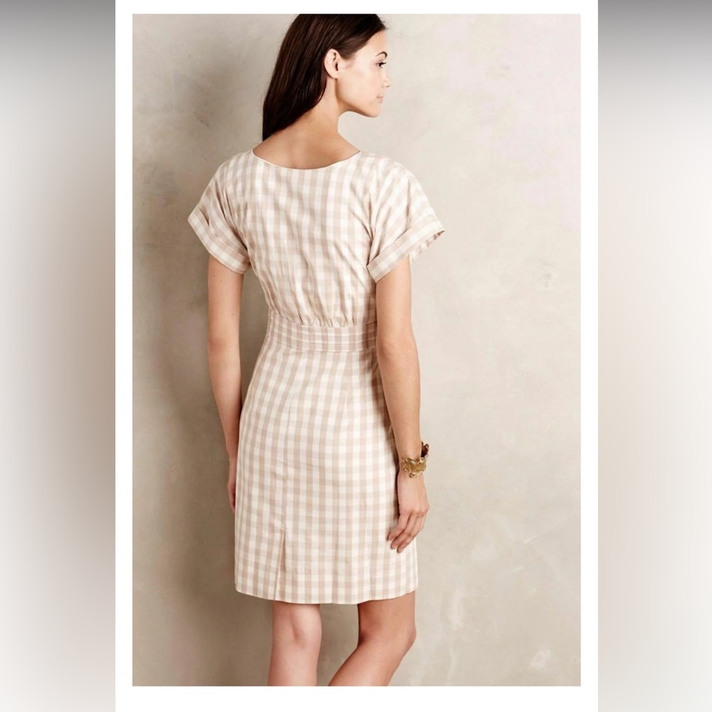 HD Paris Anthropologie Poplin Sheath Dress. Waist tie is coming loose, easy fix. - Picture 2 of 9